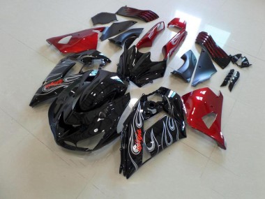 Black Nd Red Silver Flame 06-11 Kawasaki ZX14R ZZR1400 Motorcycle Fairings