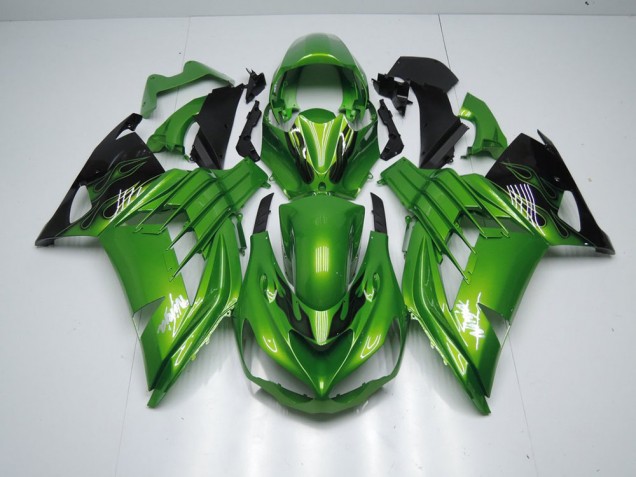 Green Flame 12-21 Kawasaki ZX14R ZZR1400 Motorcycle Fairings