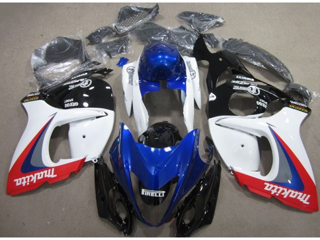 White Blue Makita 08-19 Suzuki GSXR 1300 Hayabusa Motorcycle Fairings